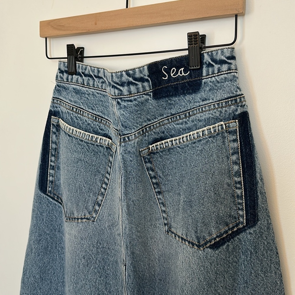 SEA NEW YORK NWT marion mended denim maxi skirt size 4
